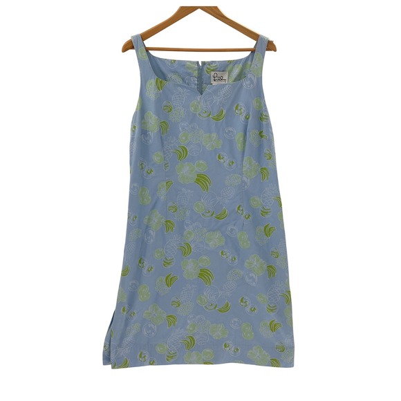 Vintage Lilly Pulitzer Dress Shift Cotton Women 14 Sweet Blue Testas Sleeveless - Picture 1 of 10